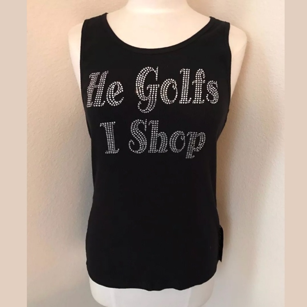 Black Bling Crystal Tank Top - He Golfs I Shop